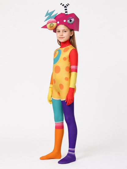 Clown Cosplay Jumpsuit: Asymmetry, Polka Dots, Antennae