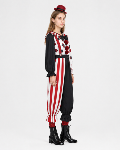 Striped Clown Jumpsuit with Bow Tie for Children side view