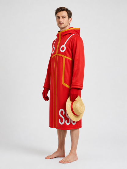 Red Long Hooded Cosplay Costume side view