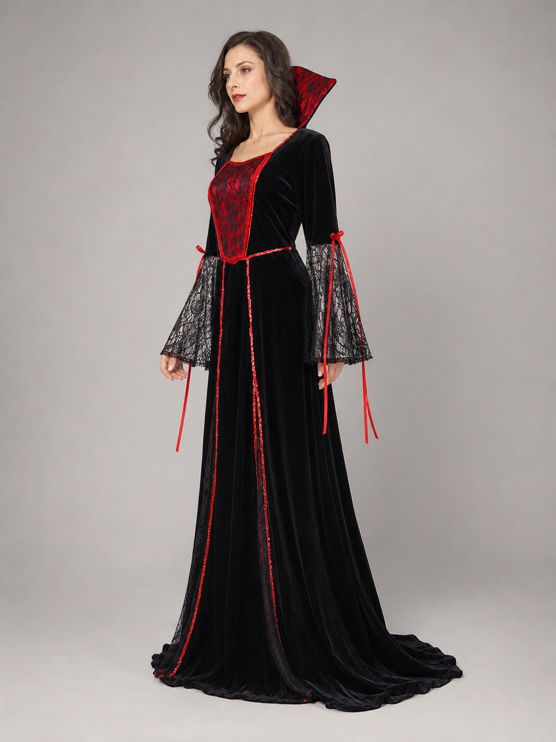 Gothic Cosplay Dress Costume with Choker side view 2