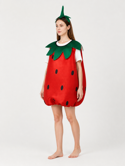 Strawberry Carnival Costume Set with Headwear side view 2