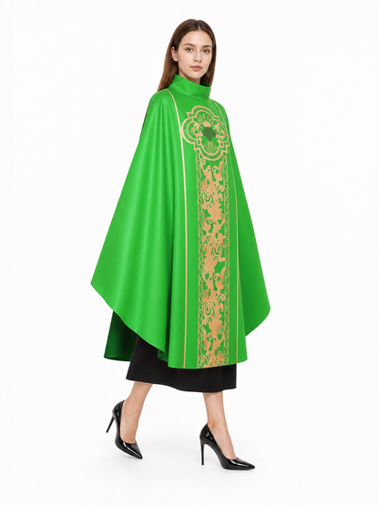 Green Carnival Cloak with High Collar