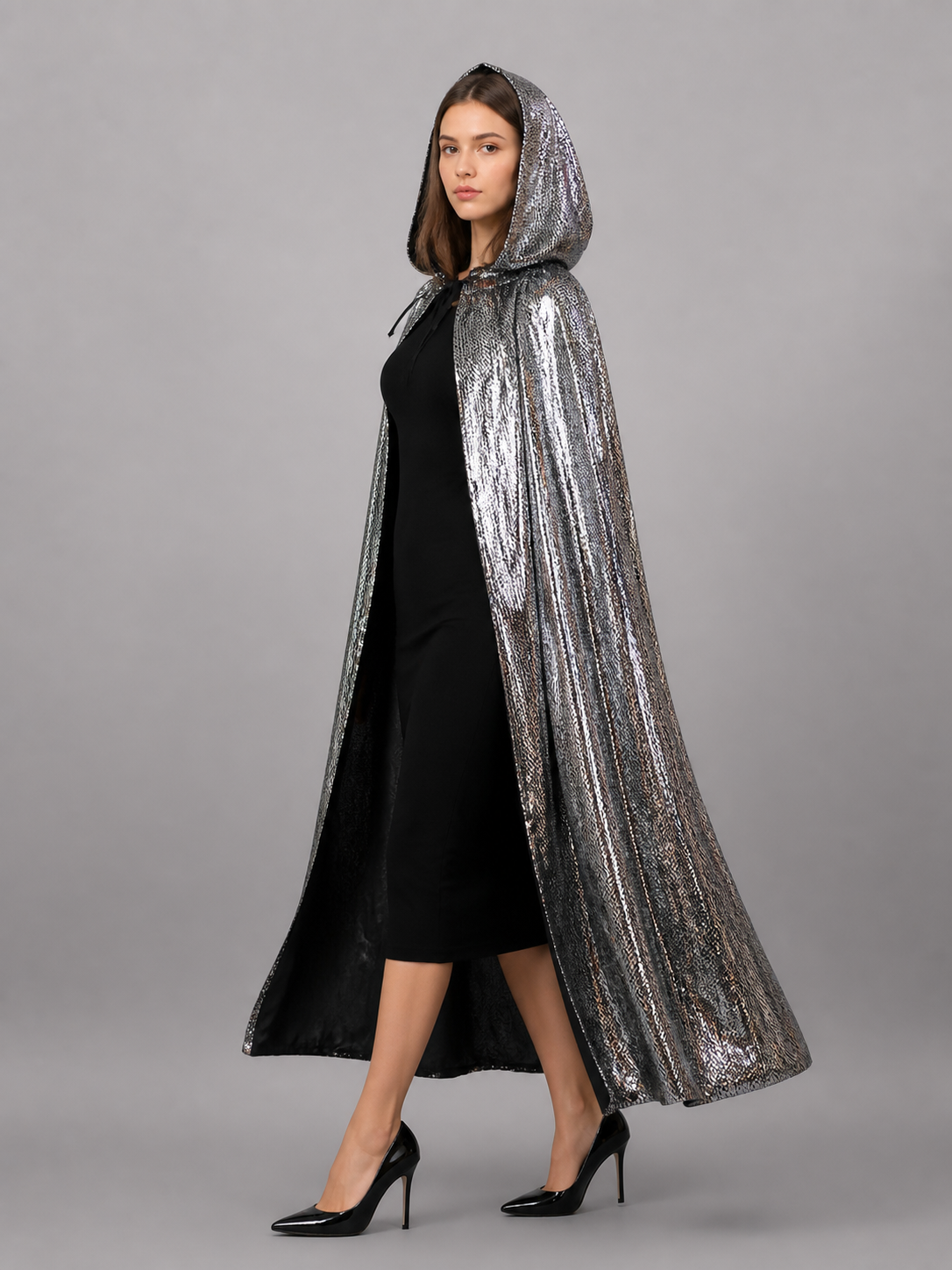 Silver Carnival Cloak with Hood