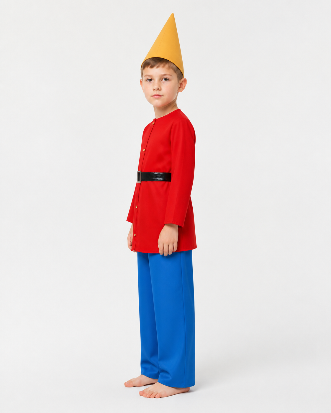 Gnome Costume with Red Jacket and Blue Pants side view
