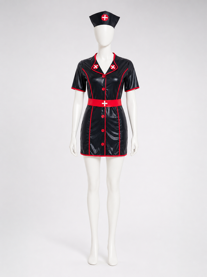 Medical Staff Role-Play Costume with Shorts and Cap side view