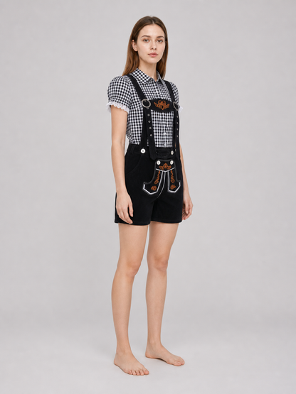 Children's Set: Plaid Shirt and Suspender Shorts