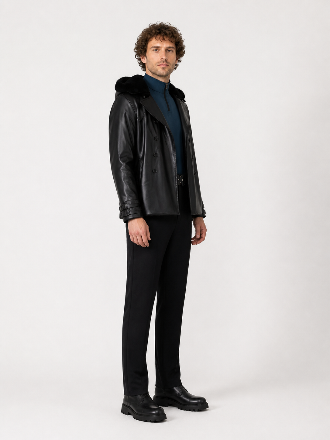Cosplay Costume with Jacket, Turtleneck, and Pants side view