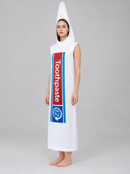 Toothpaste Cosplay Costume, White, Red, and Blue