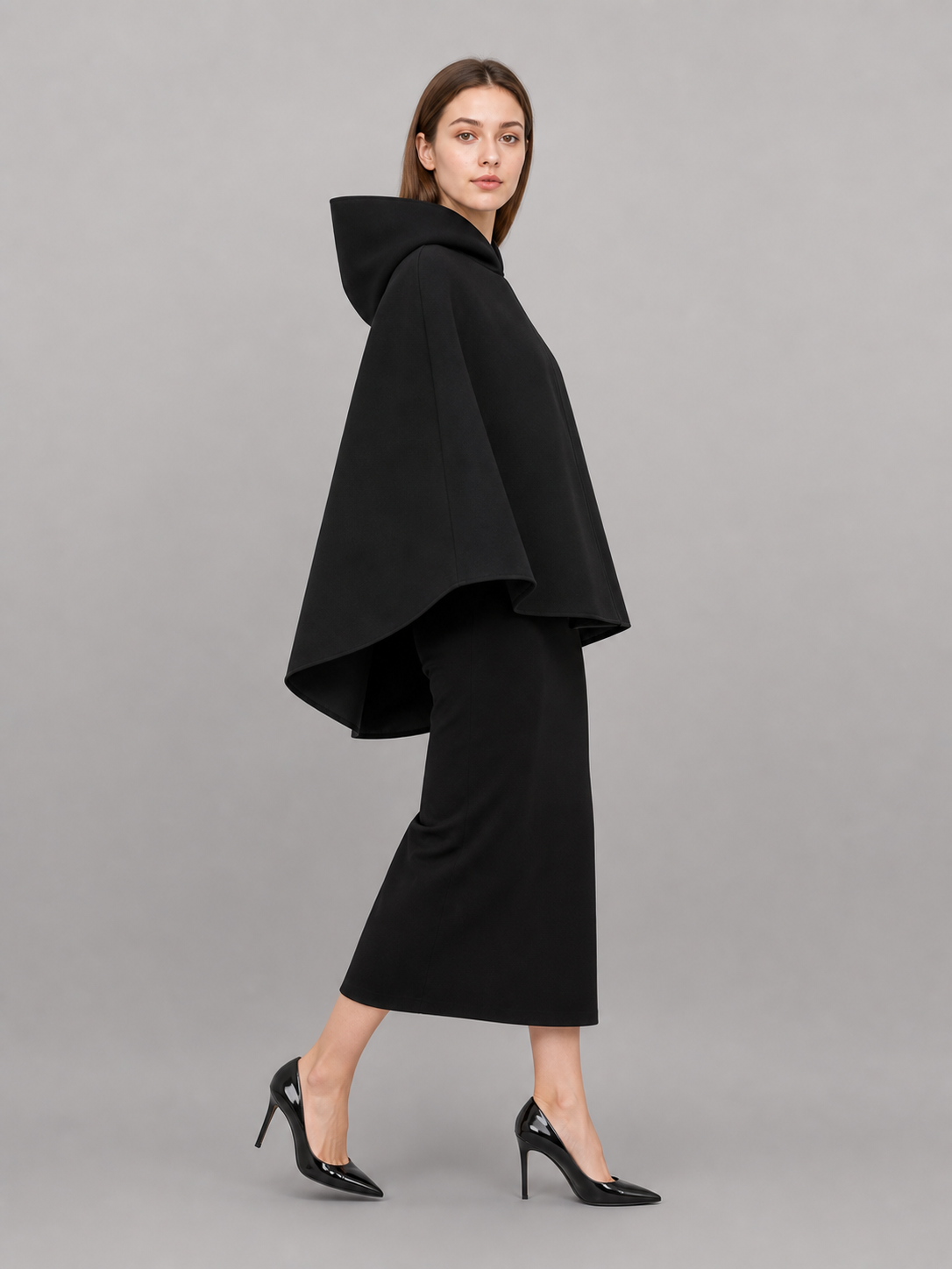 Black Triangular Hooded Cloak for Cosplay