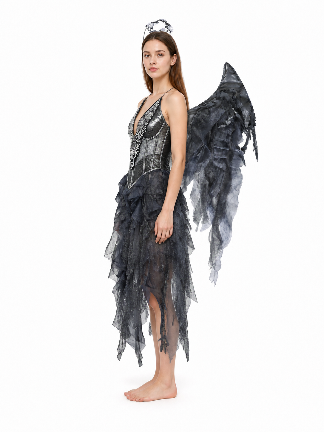 Stage Costume with Wings and Wreath for Performances side view