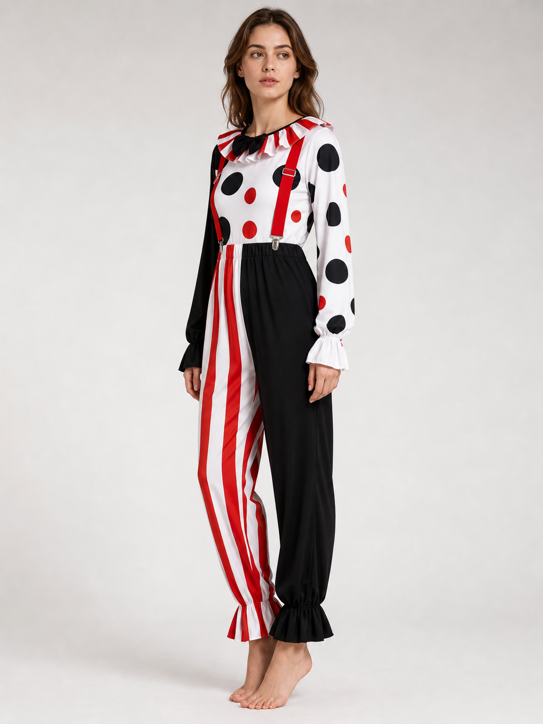 Clown Cosplay Costume with Hat and Suspenders