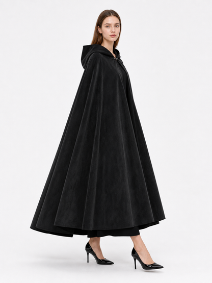 Long black hooded costume cloak