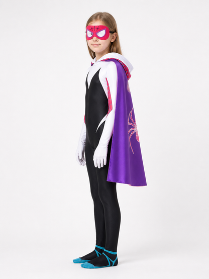 Spider Superhero Costume with Cape and Mask side view