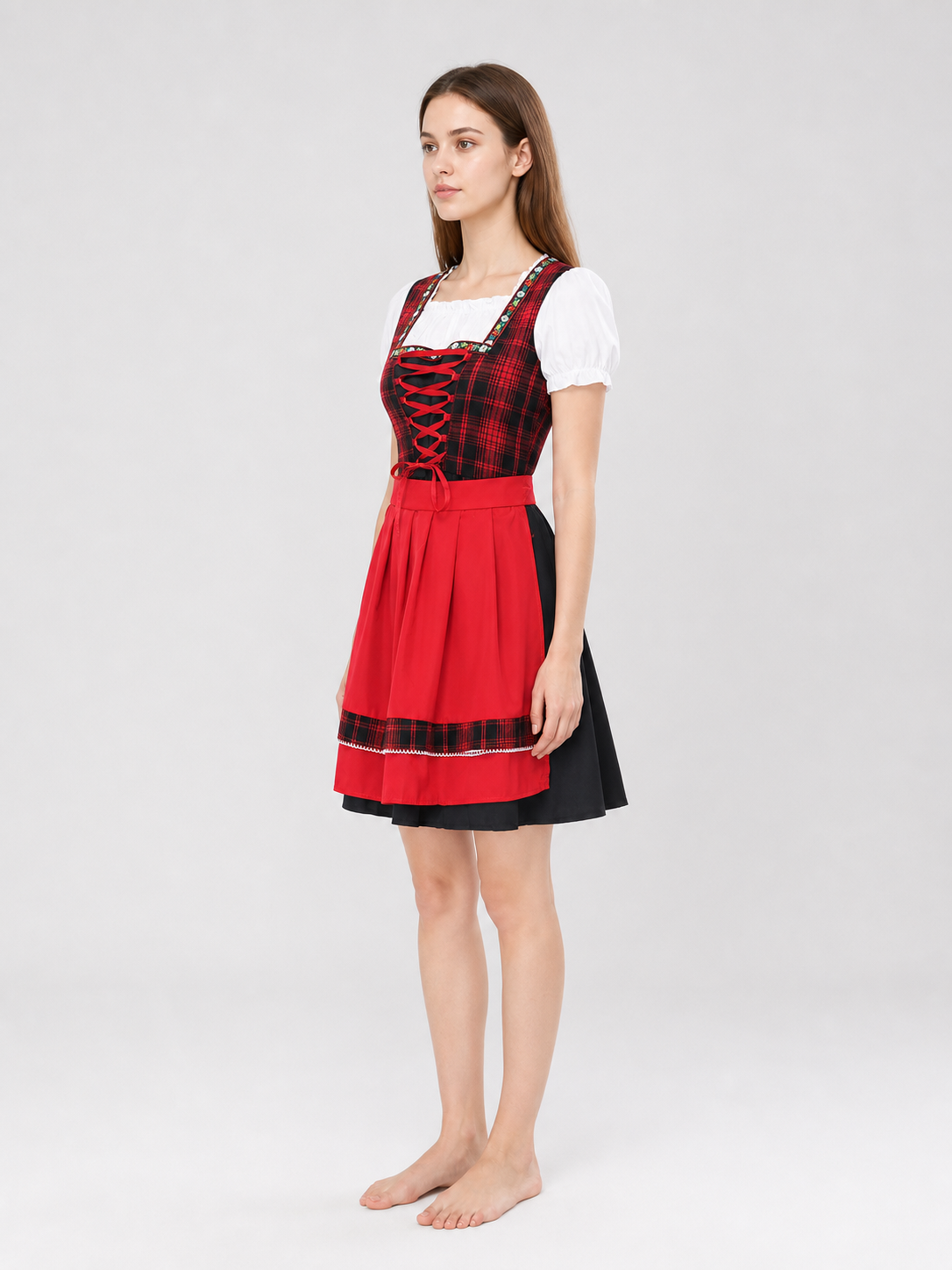 Plaid Oktoberfest-style costume dress