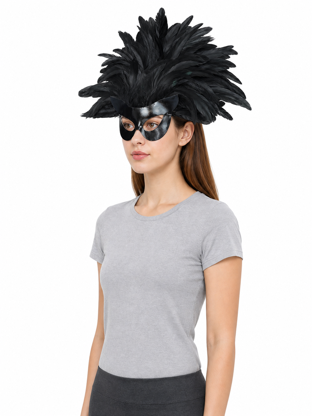 Black Feather Mask for Carnival and Halloween