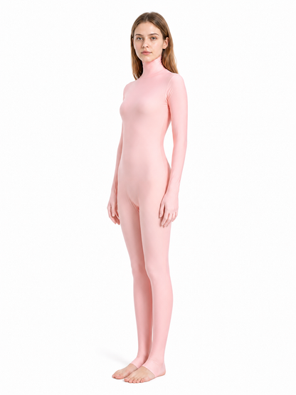 Pink Spandex Hooded Halloween Bodysuit side view