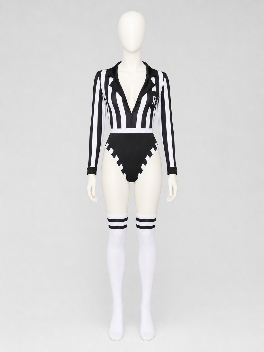 Striped Judge Costume Jumpsuit with Collar