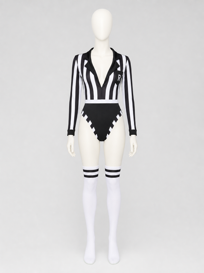 Striped Judge Costume Jumpsuit with Collar