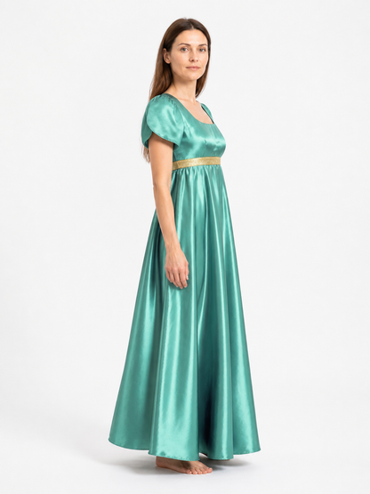 Mint Empire Waist Dress with Square Neckline side view