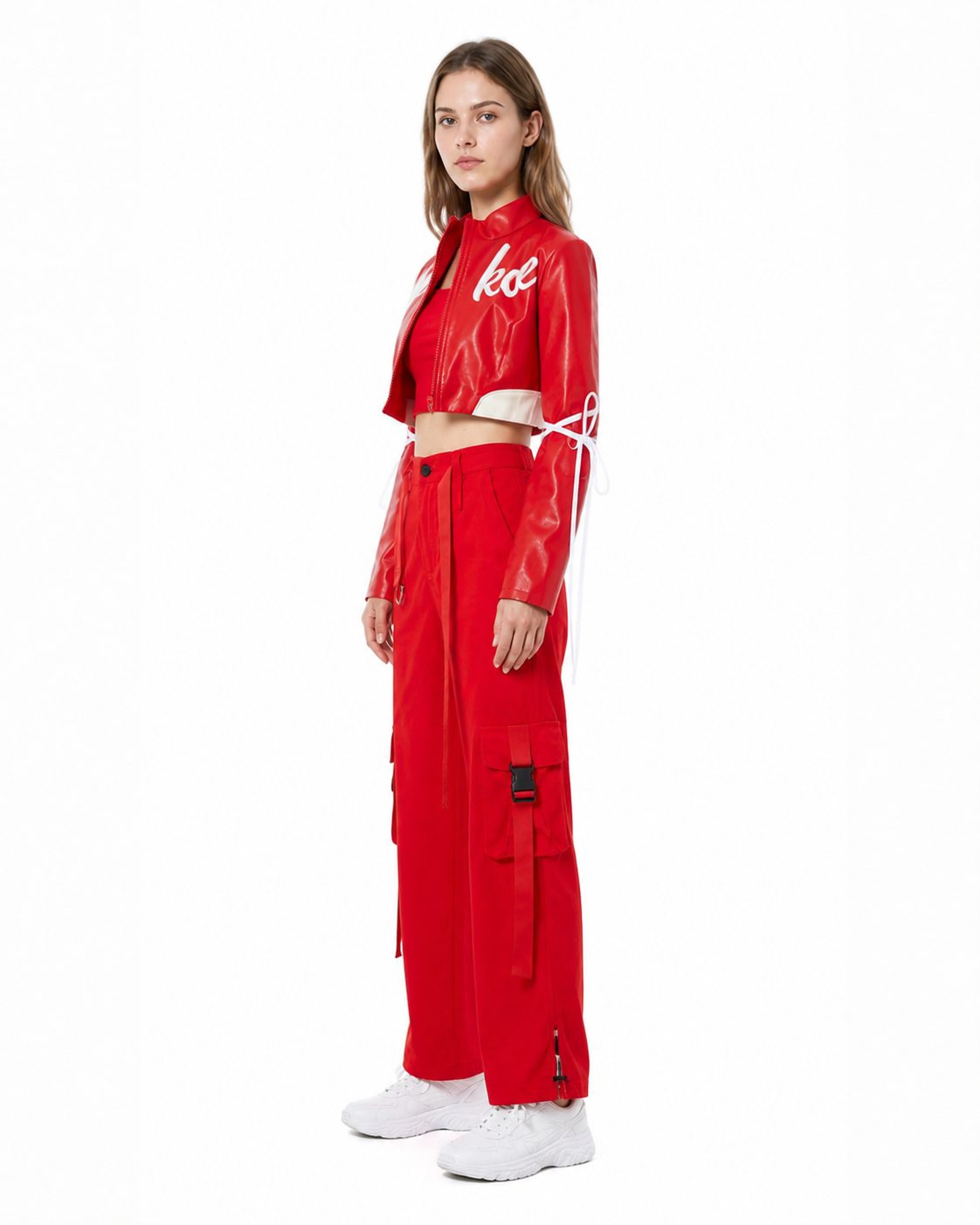 Red and White Stage Costume for Dance side view