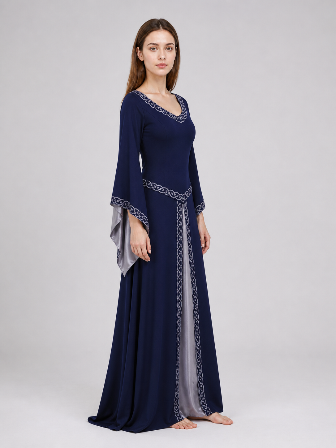 Long-Sleeve Medieval-Style Maxi Dress