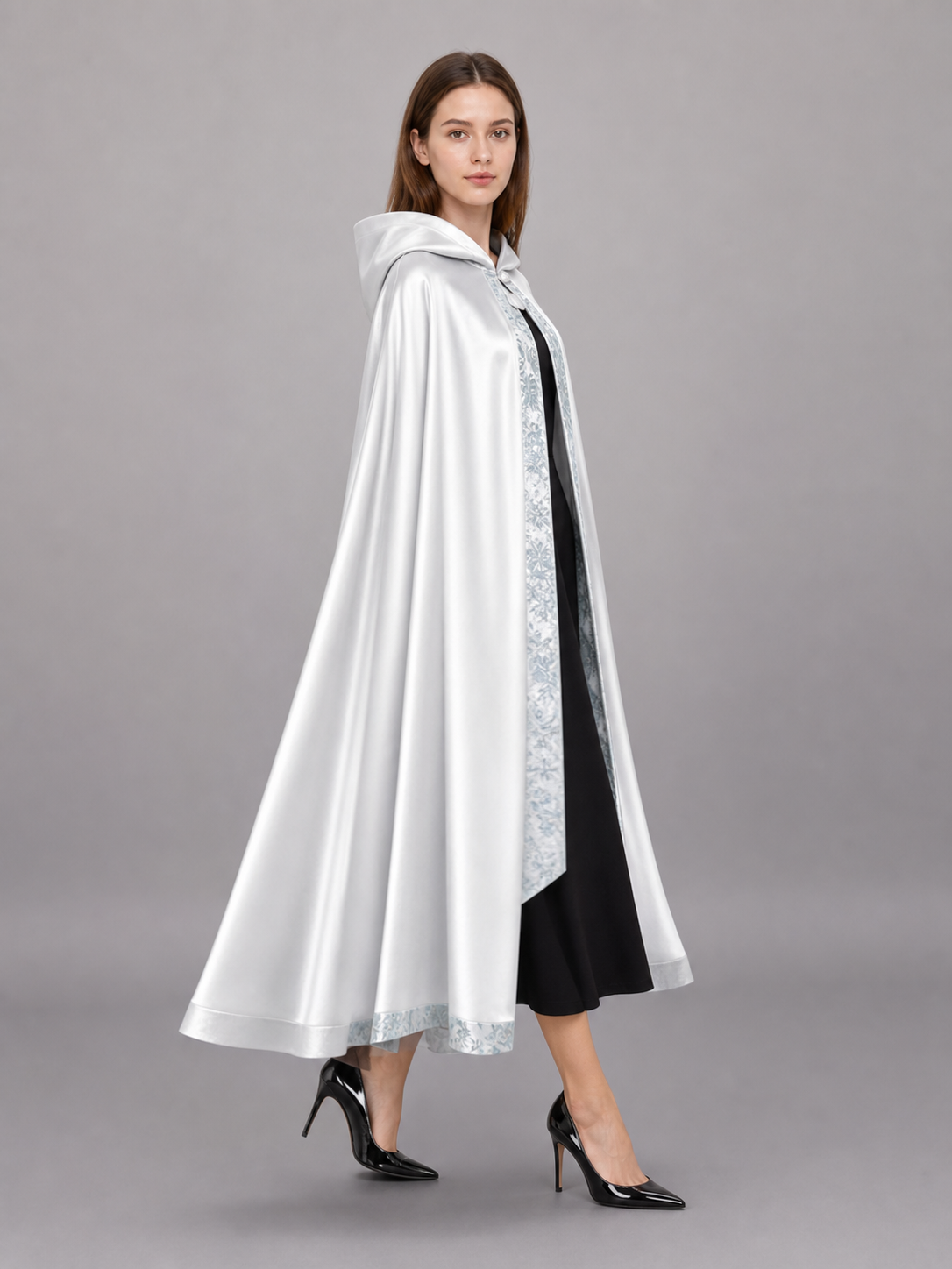 White Hooded Costume Cape, Medieval