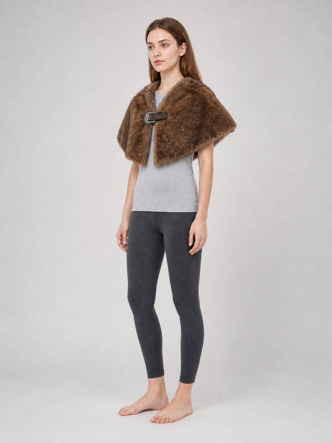 Fluffy shoulder cape, tricolor pile