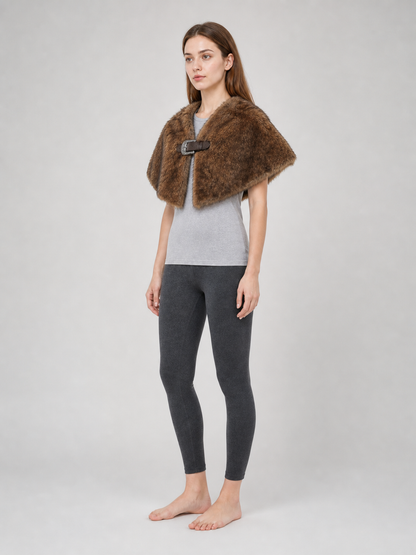 Fluffy shoulder cape, tricolor pile