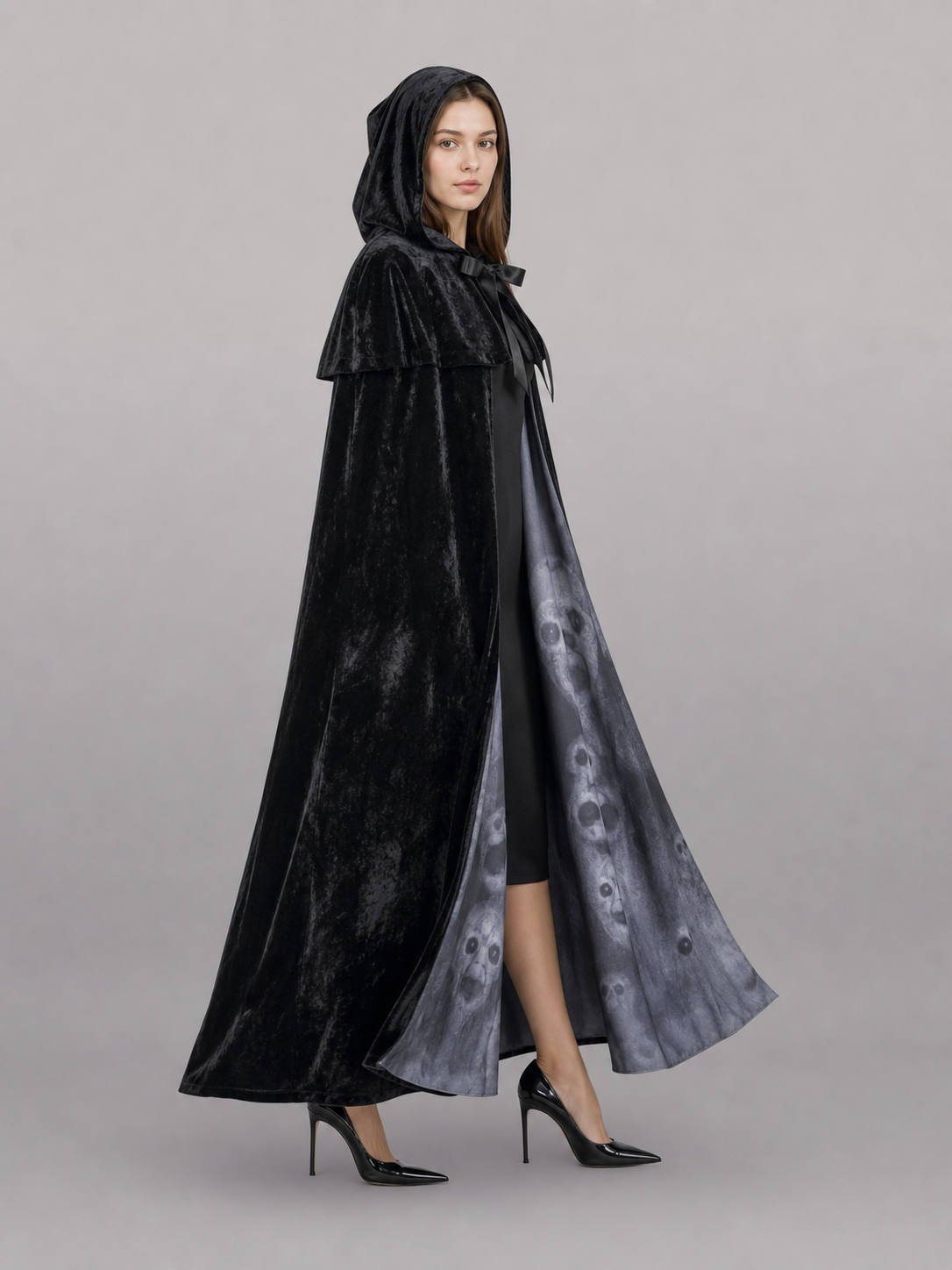 Black hooded costume cloak for cosplay
