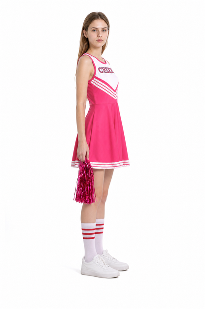 Cheerleading Dress with CHEERS Lettering and Pom-Pom side view