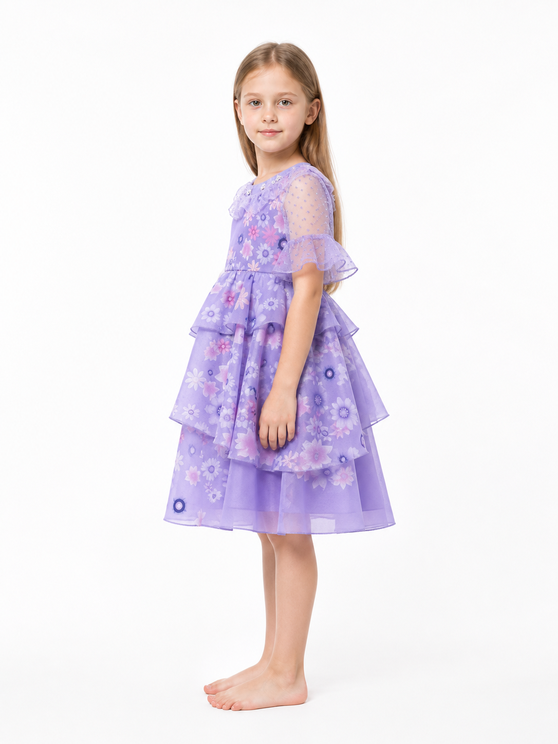 Girls' Floral Layered Carnival Dress side view