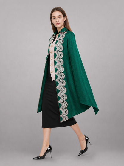 Vintage emerald tailcoat with decorative ornament