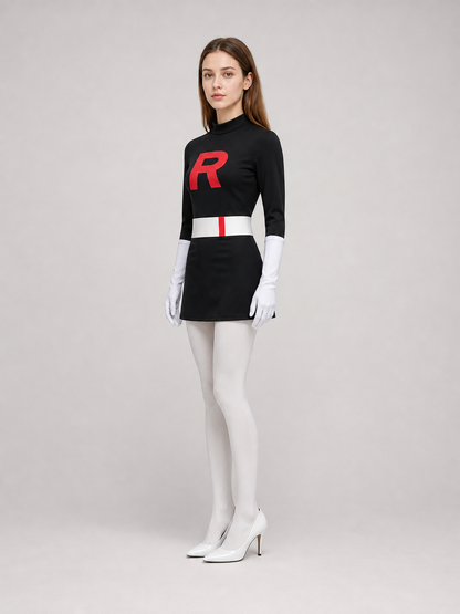 Kojiro Cosplay Dress, Black with Red Letter R