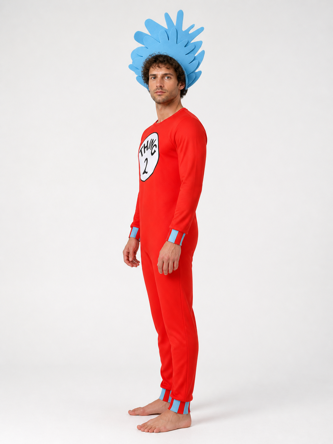 Thing 2 Costume, Jumpsuit with Hat side view