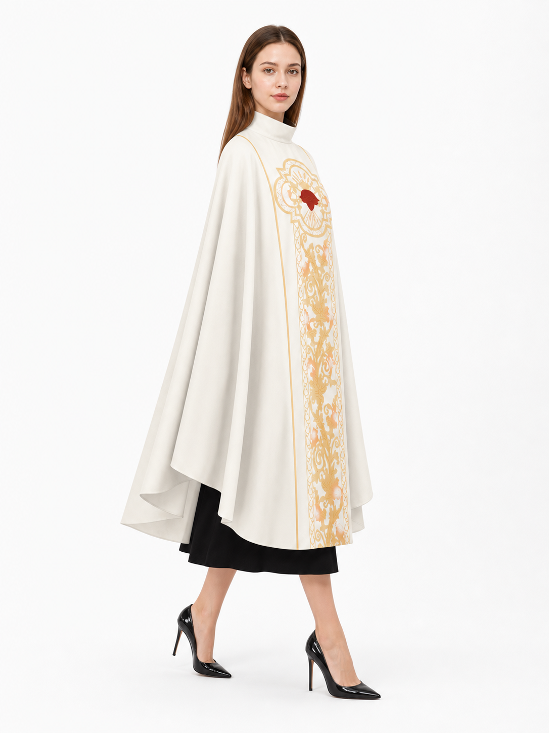 Ivory Carnival Cloak with Gold Decoration