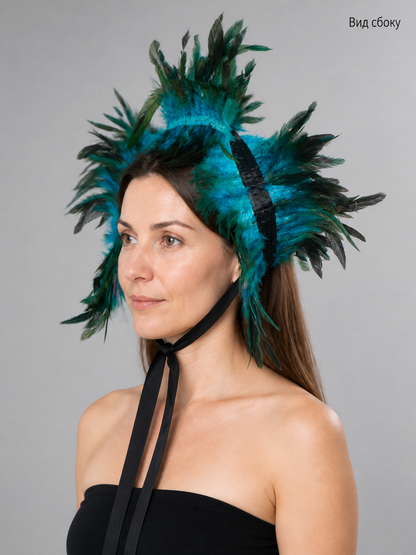 Feathered Carnival Headband for Halloween side view