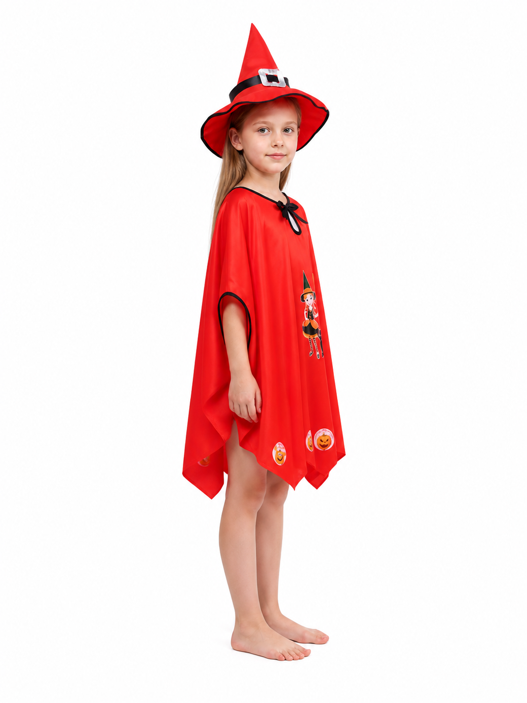 Costume with a Red Cape and Hat side view