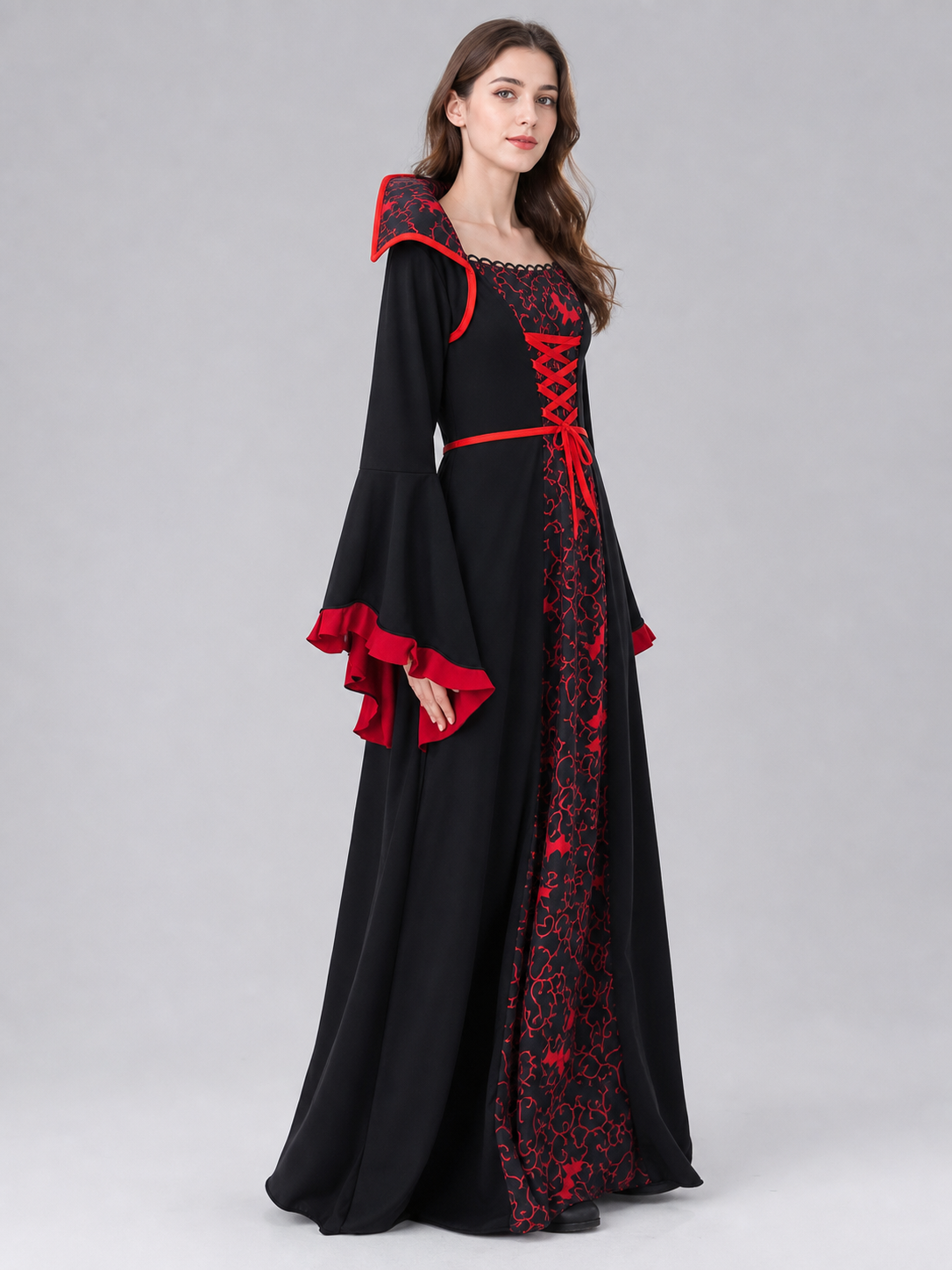Gothic Cosplay Dress with Necklace