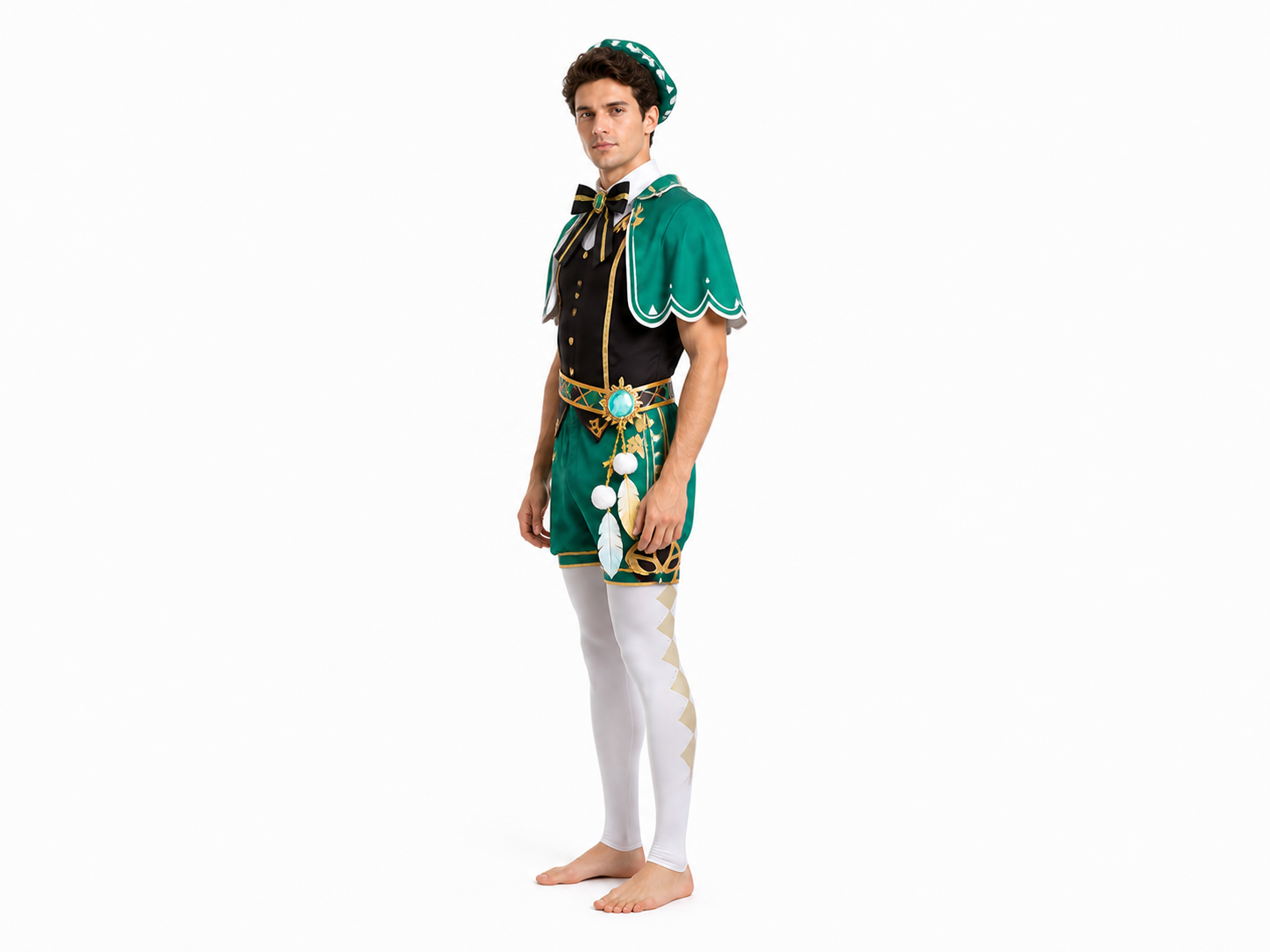 Venti Anime Cosplay Costume with Cape and Hat side view