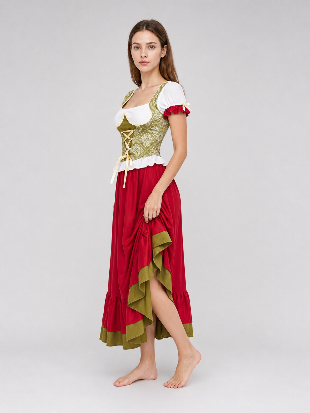 Bavarian-Style Costume Dress with Scarf