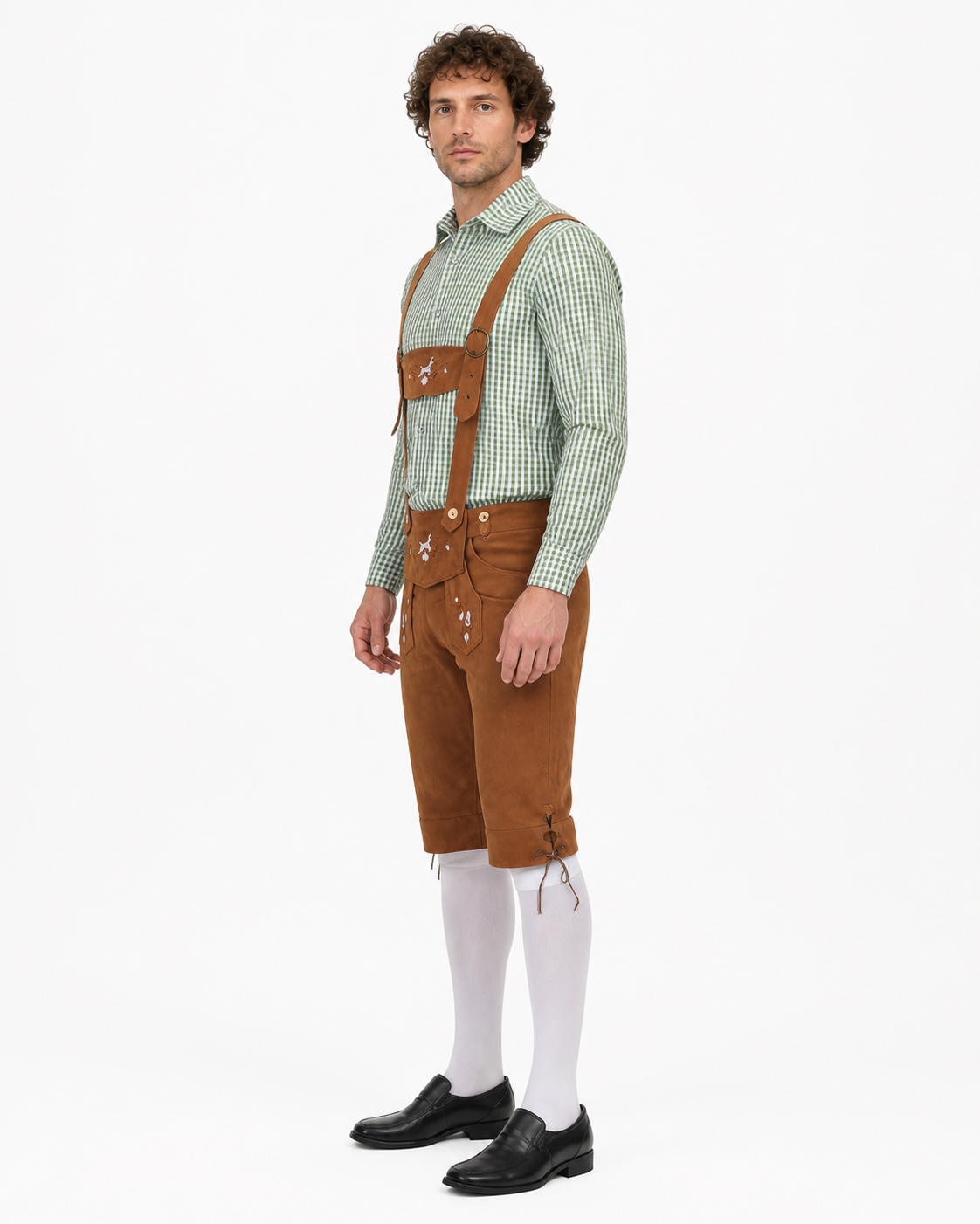 Bavarian Costume with Suspenders for Oktoberfest side view