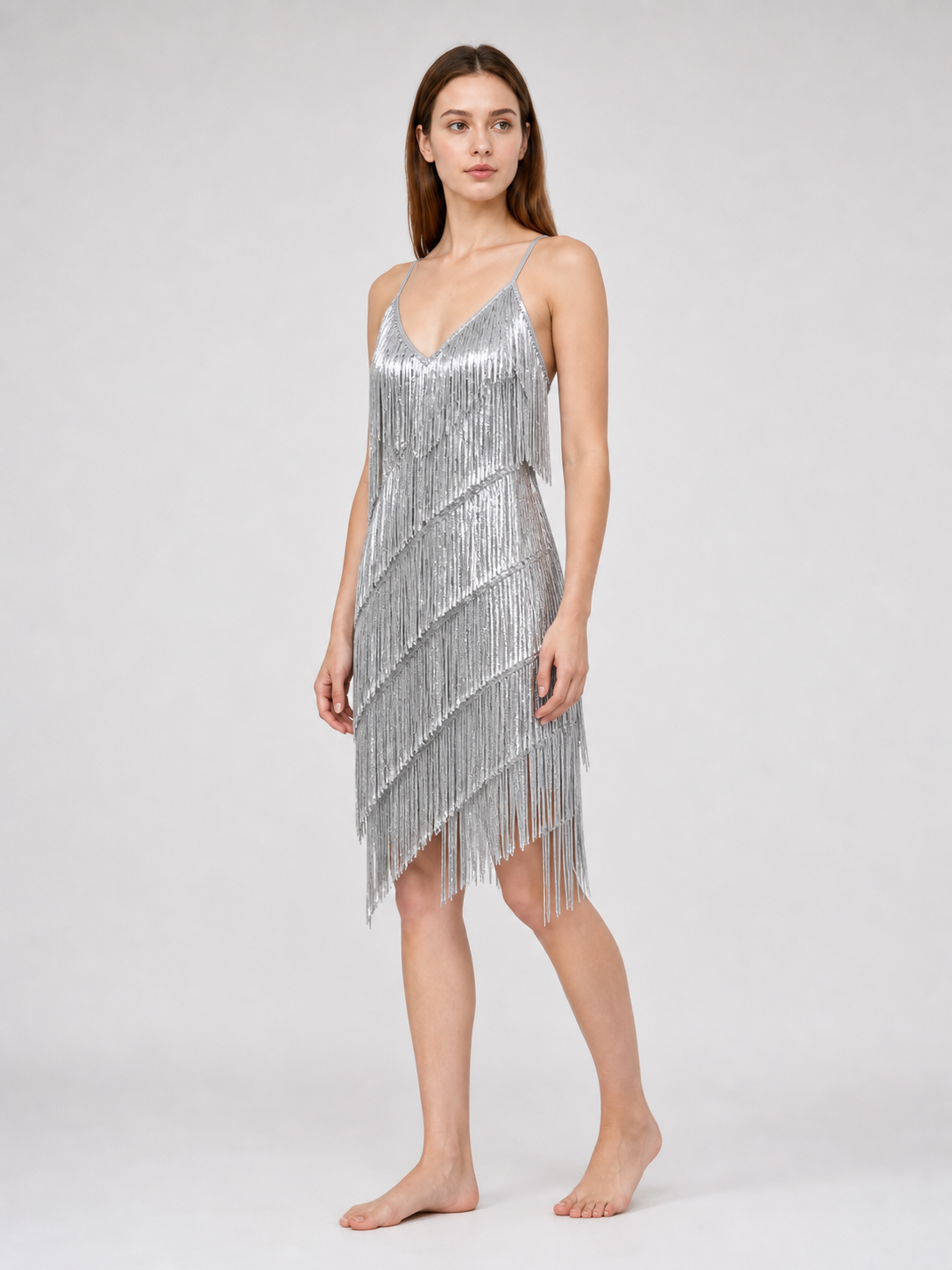 1920s-Style Fringe Dress with Accessory Set