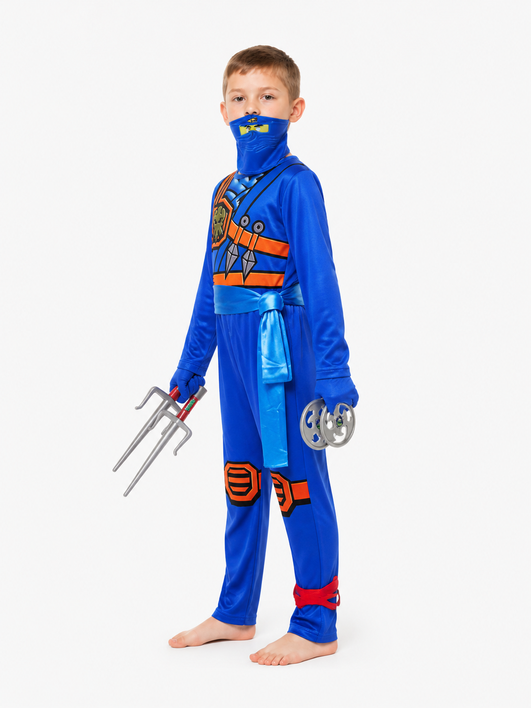 Kids' Ninja Costume with Mask and Gloves side view