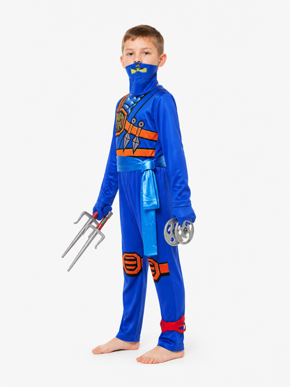 Kids' Ninja Costume with Mask and Gloves side view