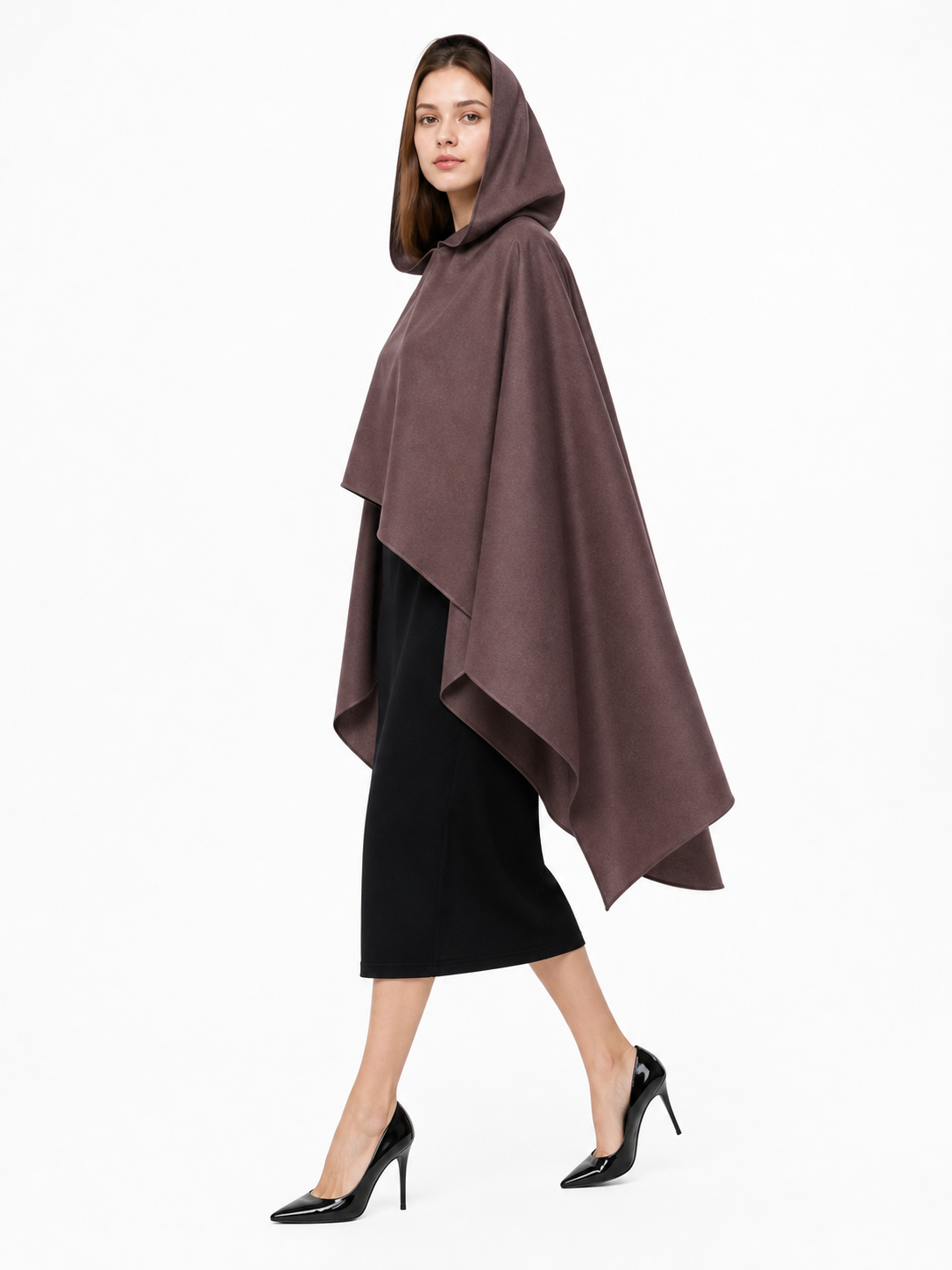 Dark Brown Hooded Carnival Cloak