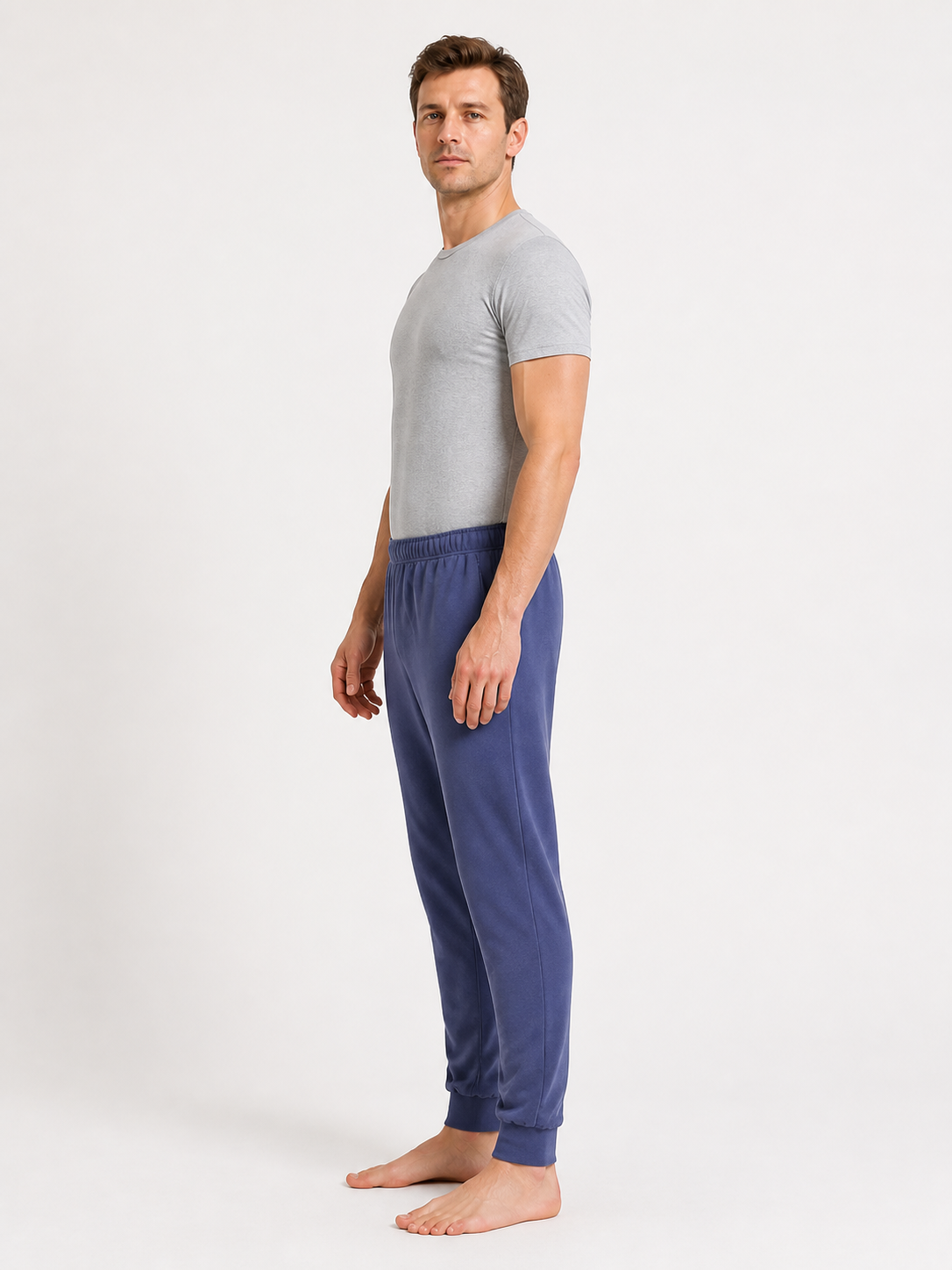 Dark Blue Anime Cosplay Pants with Tapered Legs side view