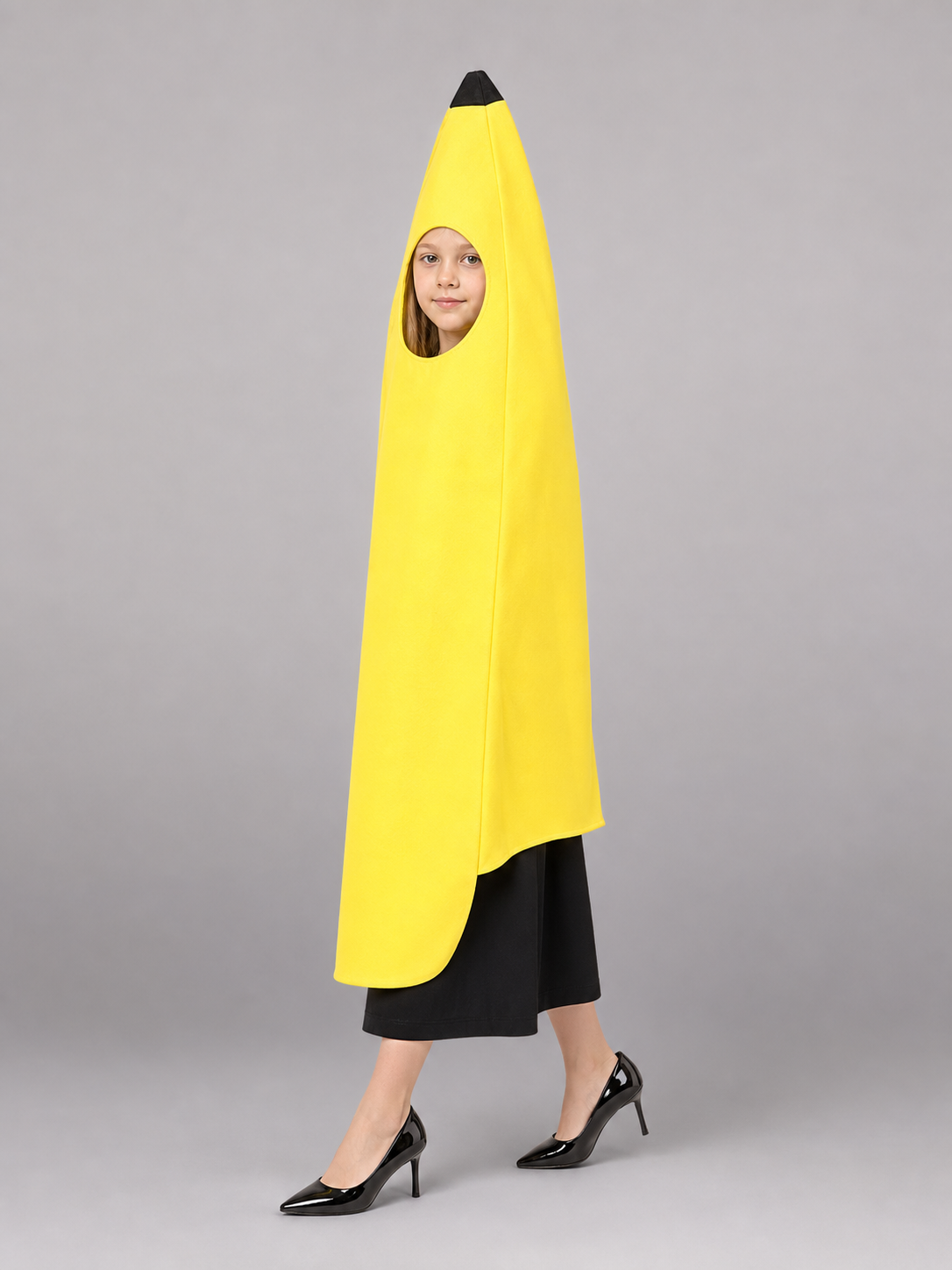 Bright banana-shaped costume for dressing up and fun events. The design