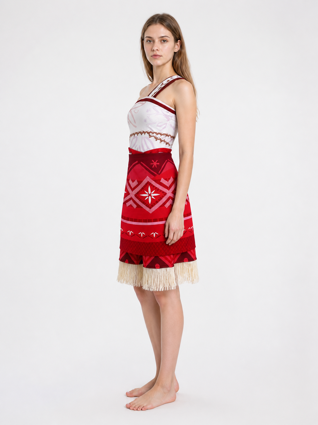 Moana Carnival Costume Jumpsuit with Fringe side view