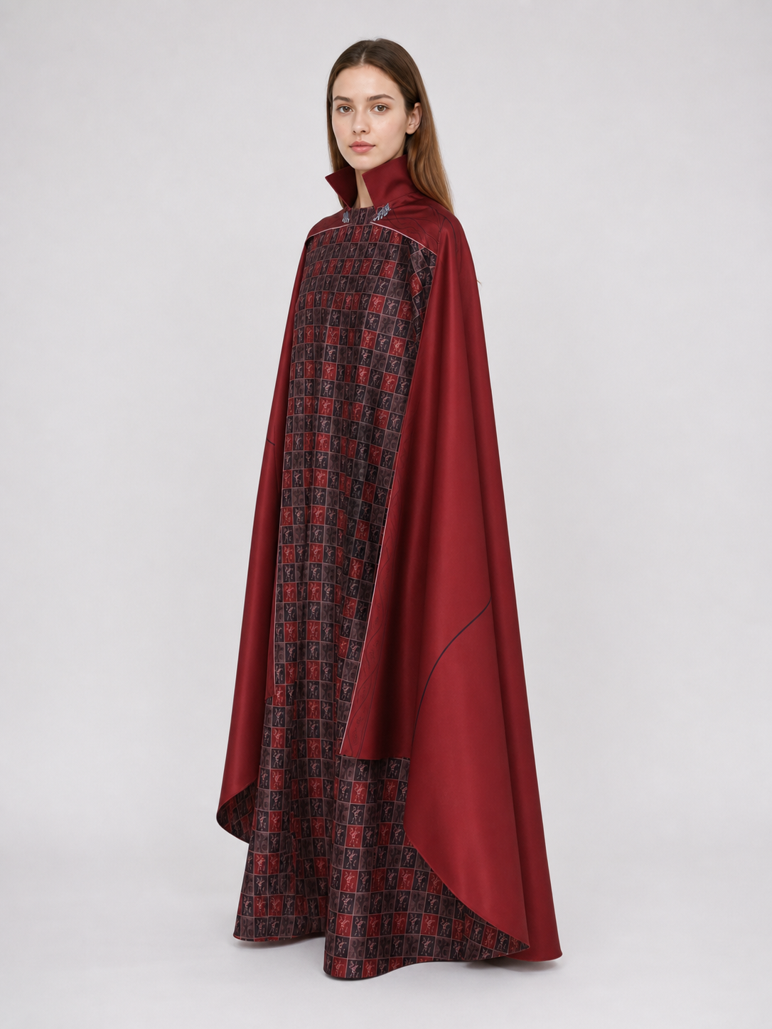 Red Cosplay Cloak with a High Collar