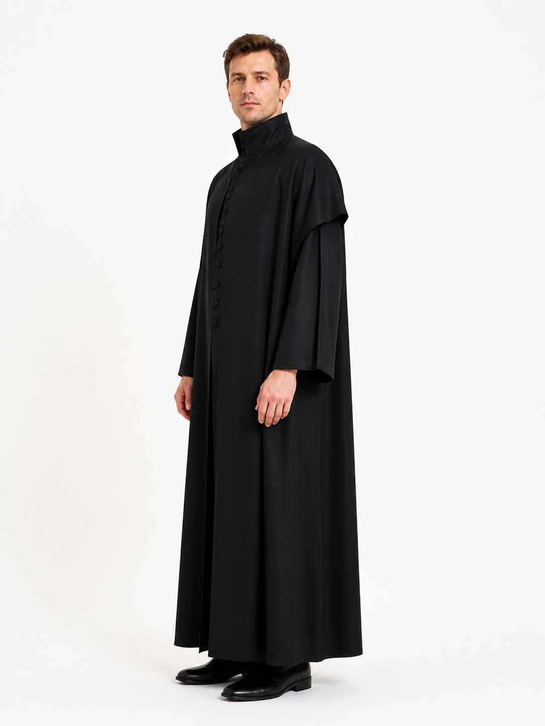 Black High-Collar Robe for Cosplay side view